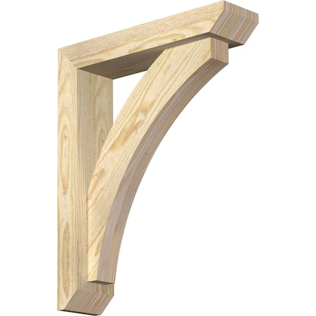 Ekena Millwork Thorton Slat Rough Sawn Bracket w/ Offset Brace, Douglas Fir, 4"W x 16"D x 20"H BKT0402X16X20THR06RDF